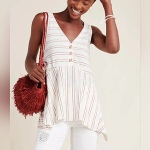 Maeve by Anthropologie Alayne V Neck Striped Tunic Size LP